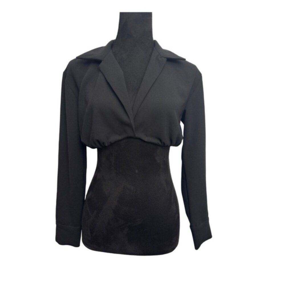 Zara Cropped Long Sleeve Top Black